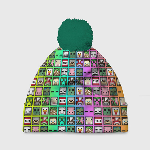 Шапка c помпоном Minecraft characters neon / 3D-Зеленый – фото 1