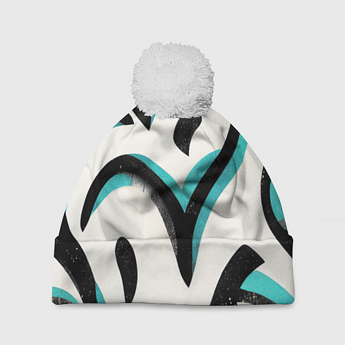 Шапка c помпоном Узоры в стиле граффити / 3D-Белый – фото 1