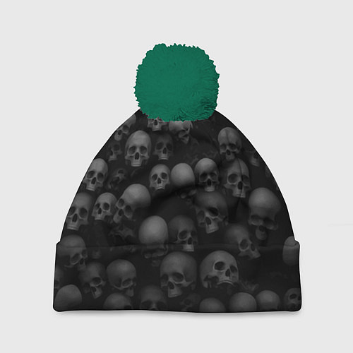 Шапка c помпоном Композиция из черепов - Dark / 3D-Зеленый – фото 1
