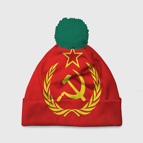 Шапка c помпоном СССР - старый флаг / 3D-Зеленый – фото 1