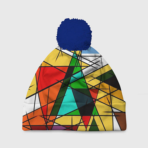 Шапка c помпоном Грубый абстрактный фон / 3D-Тёмно-синий – фото 1