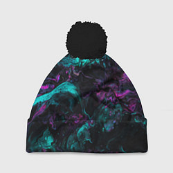 Шапка с помпоном Неоновые Коралы, цвет: 3D-черный