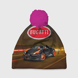 Шапка c помпоном Bugatti на ночной дороге