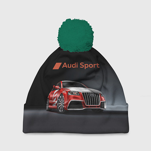 Шапка c помпоном Audi sport - racing team / 3D-Зеленый – фото 1