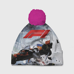 Шапка с помпоном Формула 1 - ни за что, блин!, цвет: 3D-малиновый
