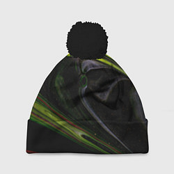 Шапка с помпоном Зелёный песок в темноте, цвет: 3D-черный