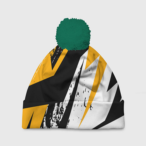 Шапка c помпоном Гоночная абстракция / 3D-Зеленый – фото 1