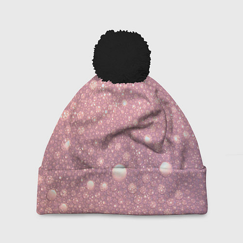 Шапка c помпоном Pink bubbles / 3D-Черный – фото 1