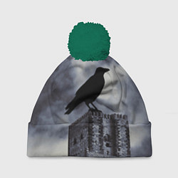 Шапка с помпоном Halloween - силуэт ворона, цвет: 3D-зеленый