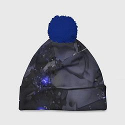 Шапка с помпоном Неоновые плиты, взрыв, цвет: 3D-тёмно-синий