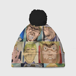 Шапка с помпоном Лицо ГТО, цвет: 3D-черный