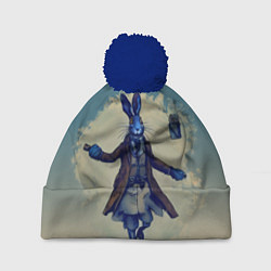Шапка с помпоном Кролик колдует над подарками, цвет: 3D-тёмно-синий