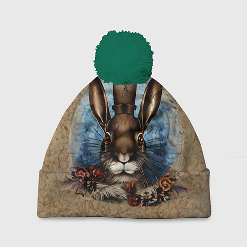 Шапка c помпоном Ретро кролик / 3D-Зеленый – фото 1