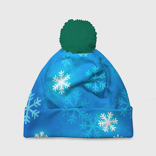 Шапка c помпоном Зима 2023 / 3D-Зеленый – фото 1