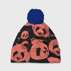 Шапка с помпоном С красными пандами, цвет: 3D-тёмно-синий