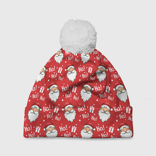 Шапка c помпоном Дед Мороз - Санта Клаус / 3D-Белый – фото 1