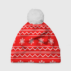 Шапка c помпоном Winter snowflakes