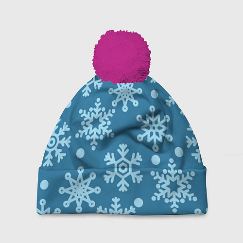 Шапка c помпоном Blue snow / 3D-Малиновый – фото 1
