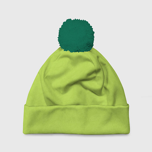 Шапка c помпоном Текстурированный ярко зеленый салатовый / 3D-Зеленый – фото 1
