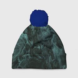 Шапка с помпоном Тёмно-синий водянистый туман, цвет: 3D-тёмно-синий