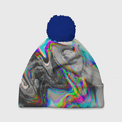 Шапка с помпоном Abstract digital, цвет: 3D-тёмно-синий