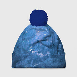 Шапка с помпоном Тёмно-синяя абстрактная стена льда, цвет: 3D-тёмно-синий