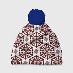 Шапка c помпоном Ромб и орнамент