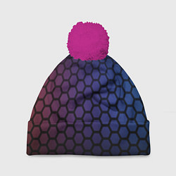 Шапка с помпоном Abstract hexagon fon, цвет: 3D-малиновый