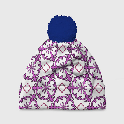 Шапка c помпоном Ромб пунктир / 3D-Тёмно-синий – фото 1