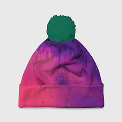 Шапка c помпоном Фиолетовый космос