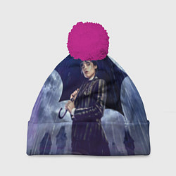 Шапка с помпоном Уэнсдей Аддамс с зонтом, цвет: 3D-малиновый