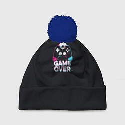 Шапка с помпоном Надпись game over, цвет: 3D-тёмно-синий