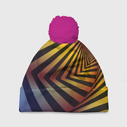 Шапка с помпоном Красочная объёмная спираль - авангард, цвет: 3D-малиновый