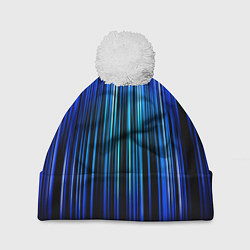 Шапка с помпоном Neon line stripes, цвет: 3D-белый