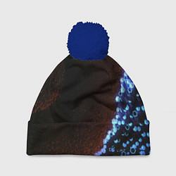 Шапка с помпоном Неоновый абстрактный свет, цвет: 3D-тёмно-синий