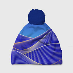 Шапка с помпоном Волновая растровая композиция, цвет: 3D-тёмно-синий