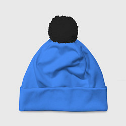 Шапка с помпоном Однотонный неоновый синий цвет, цвет: 3D-черный
