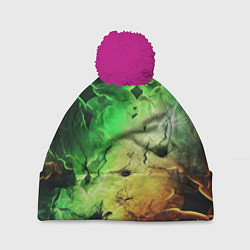 Шапка с помпоном Зеленый взрыв, цвет: 3D-малиновый
