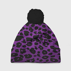 Шапка c помпоном Фиолетовый леопард