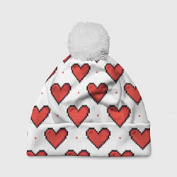Шапка с помпоном Pixel heart, цвет: 3D-белый