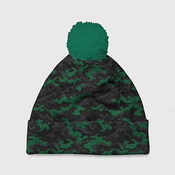 Шапка с помпоном Точечный камуфляжный узор Spot camouflage pattern, цвет: 3D-зеленый
