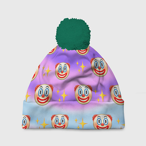 Шапка c помпоном Узор с Клоунами / 3D-Зеленый – фото 1