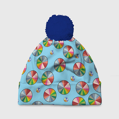 Шапка c помпоном Круг спектр паттерн / 3D-Тёмно-синий – фото 1