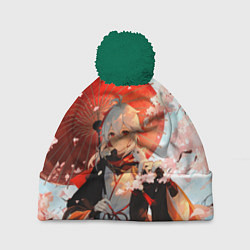 Шапка с помпоном Казуха с зонтиком - Геншин Импакт, цвет: 3D-зеленый