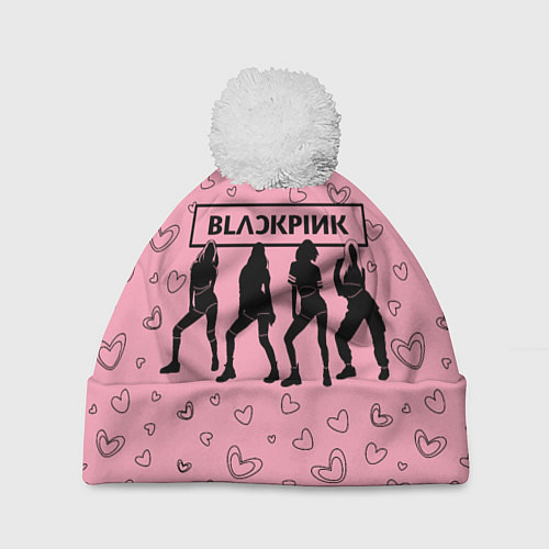 Шапка c помпоном Blackpink силуэт / 3D-Белый – фото 1
