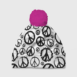 Шапка c помпоном Many peace logo