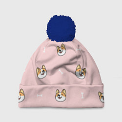 Шапка c помпоном Pink corgi