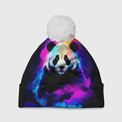 Шапка с помпоном Панда и краски, цвет: 3D-белый