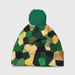Шапка с помпоном Мозаика зелёный, цвет: 3D-зеленый