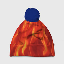Шапка с помпоном Огонь рыжий, цвет: 3D-тёмно-синий